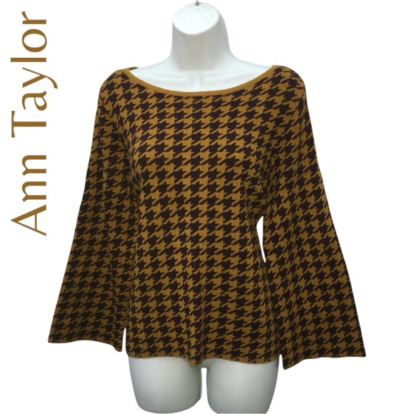 ANN TAYLOR Factory Houndstooth Gold Brown Sweater - Women’s XL - Picture 15 of 15